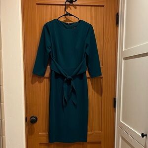 Adrianna Papell Bow Sheath Dress with Three Quarter Sleeves, Size 2, Green